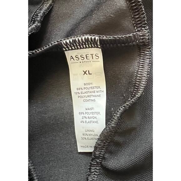 Assets by SPANX Faux Leather Leggings Black High Rise Shaping Size XL EUC - Picture 6 of 7